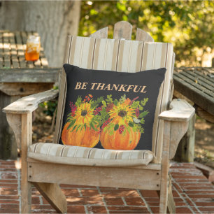 Coussin Aquarelle Tournesol Thanksgiving Citrouilles Autom