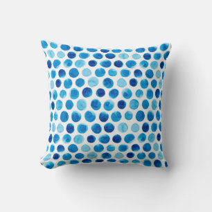 Coussin Aquarelle transparente motif avec pois bleus
