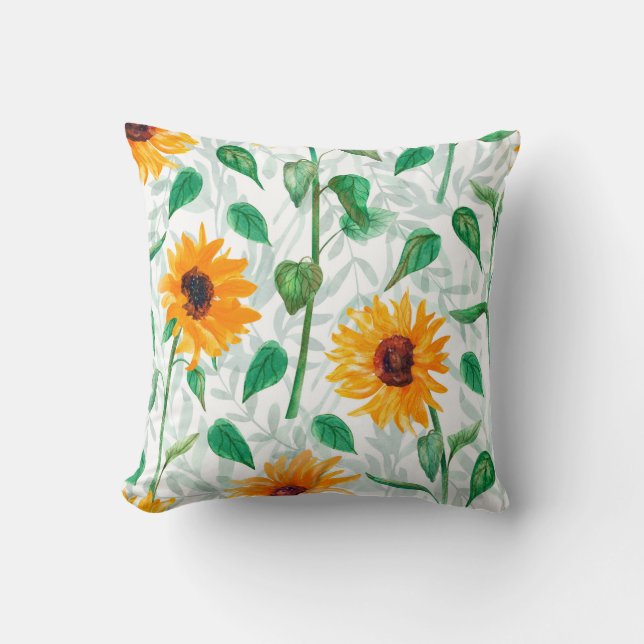 Coussin Aquarelle transparente motif avec tournesol (Recto)