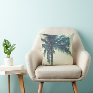 Coussin Aquarelle Tropical Palm Beach Jeu d'oreiller
