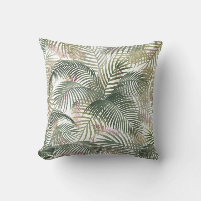 Coussin Aquarelle tropicale des Feuilles de palmiers des C (Recto)