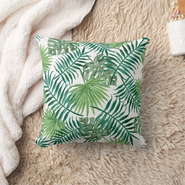 Coussin Aquarelle tropicale Feuilles floraux (Couverture)