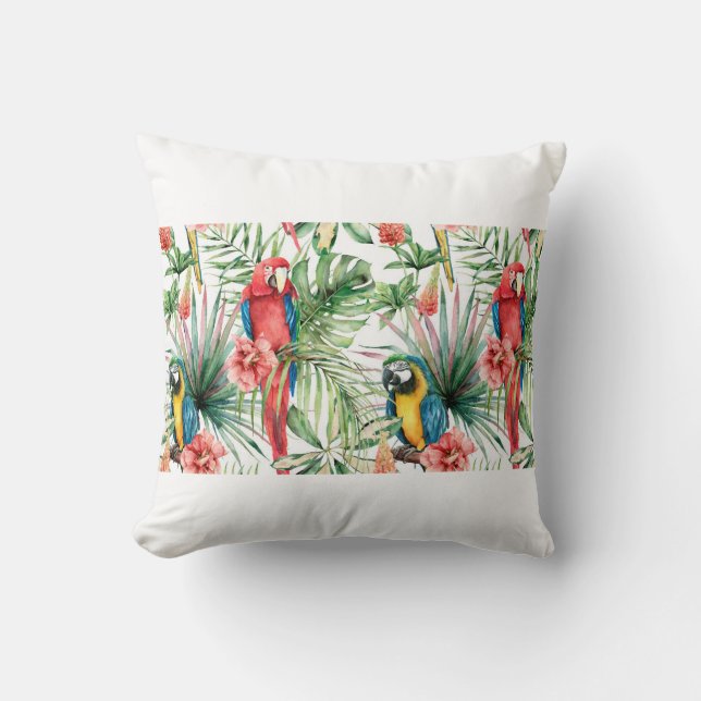Coussin Aquarelle tropicale sans coutures motif avec perro (Recto)
