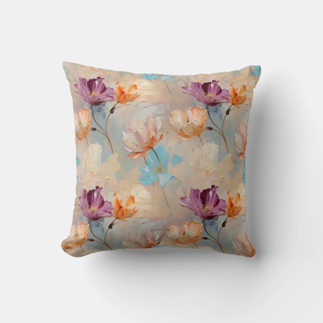 Coussin Aquarelle Tulip Fleurs Motif coloré (Recto)