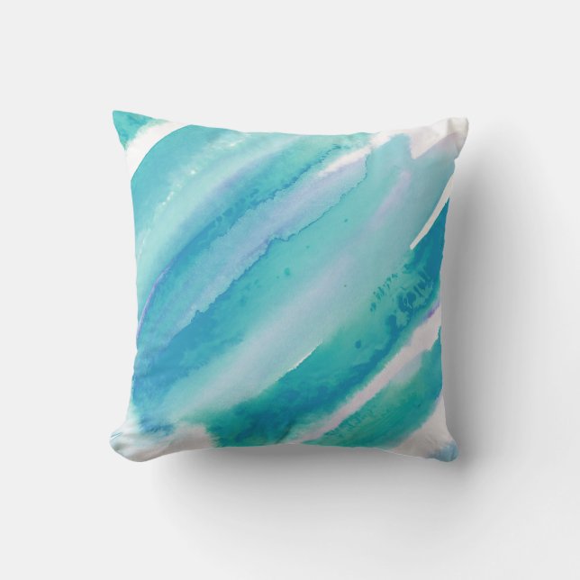 Coussin Aquarelle turquoise bleu turquoise vert Ombre (Recto)