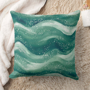 Coussin Aquarelle Turquoise Calme Ocean Wave Art