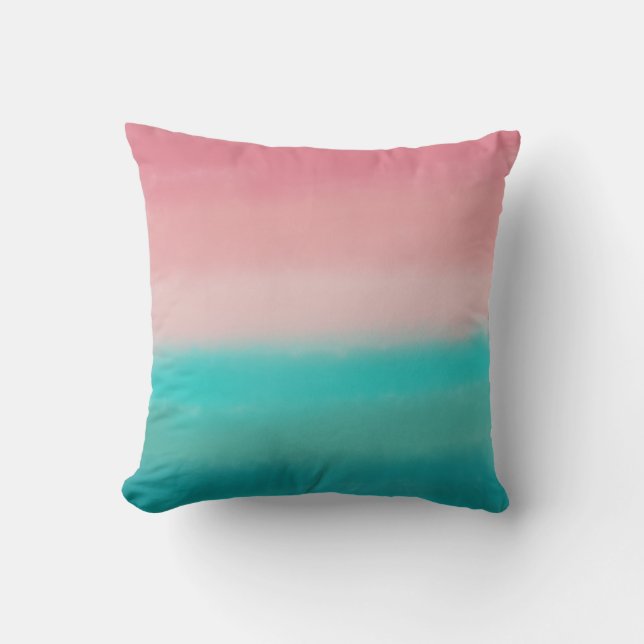 Coussin Aquarelle Turquoise corail (Recto)