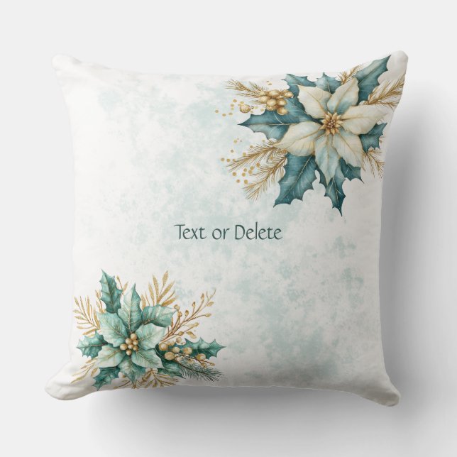 Coussin Aquarelle Turquoise Floral Vacances Jeu d'oreiller (Recto)