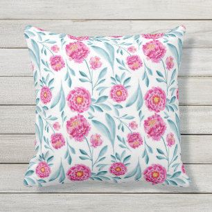 Coussin Aquarelle Turquoise rose vif Motif Floral été
