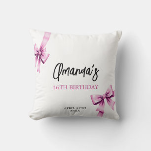 Coussin Aquarelle Vaches roses Coquette Sweet 16 Anniversa