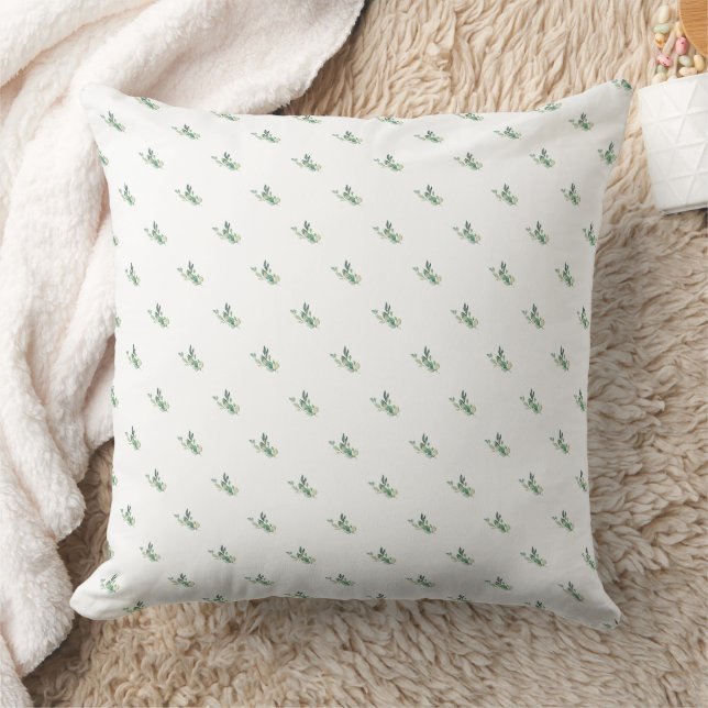 Coussin Aquarelle Vert Feuilles Floral sans couture Motif (Couverture)