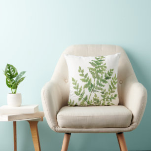 Coussin Aquarelle verte et blanche rustique Ferme Nature s