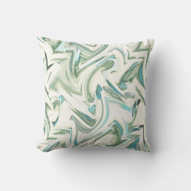 Coussin Aquarelle verte Turquoise douce Abstraite (Recto)