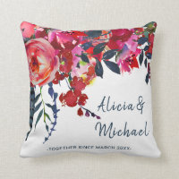 Aquarelle vibrante boho chic fleurs de marine roug