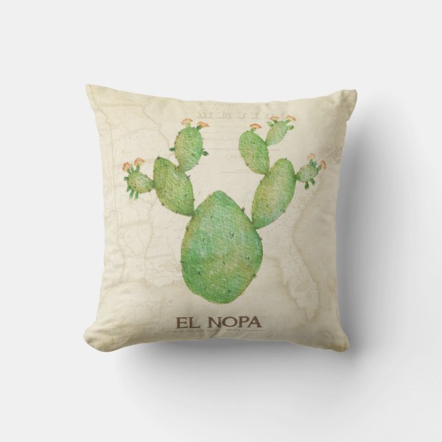 Coussin Aquarelle vintage de cactus (Recto)