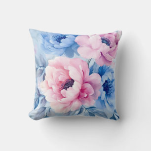 Coussin Aquarelle vintage de fleurs Pastel Pétales