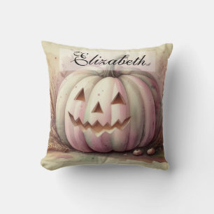 Coussin Aquarelle vintage de Halloween citrouilles automne