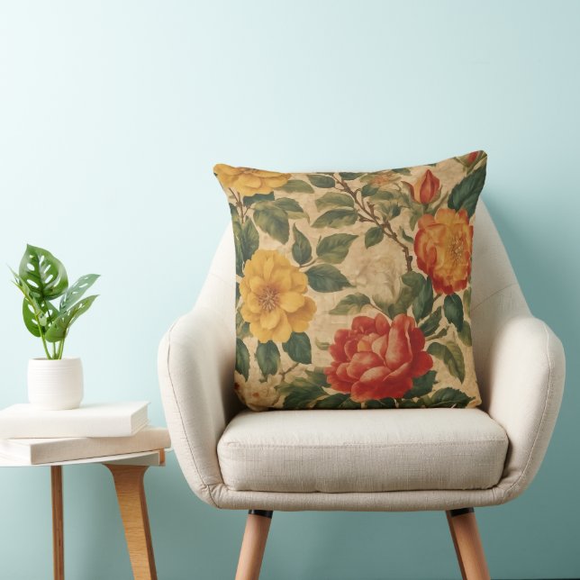 Coussin Aquarelle Vintage Floral Collection moderne (Chaise)