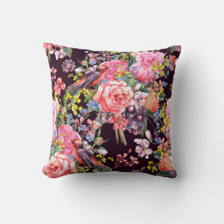 Coussin Aquarelle Vintage Florale sans joint Arrière - pla