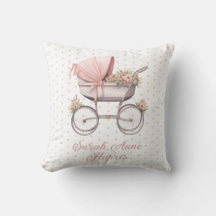 Coussin Aquarelle vintage Porte-bébé rose Personnalisé