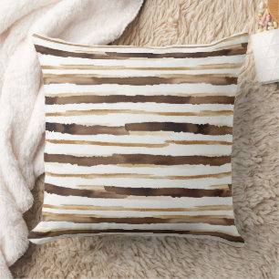 Coussin Aquarelle vintage rayée - Tons de café terreux(2)