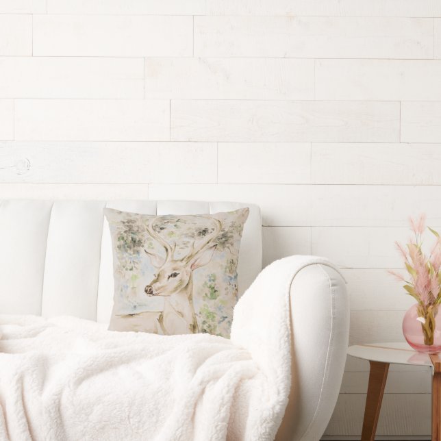 Coussin Aquarelle vintage Tranquille Cerf (Canapé)