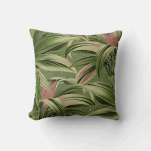 Coussin Aquarelle vintage tropicale Palm Botanique Vert