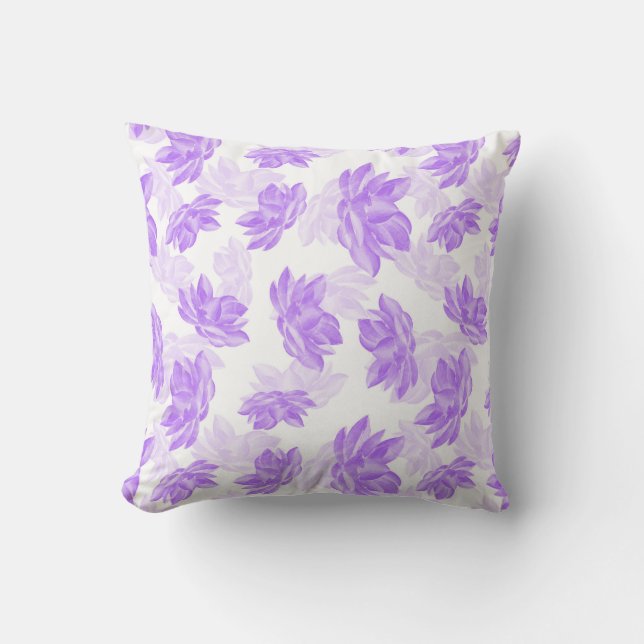 Coussin Aquarelle violet Lotus Flower Motif (Recto)