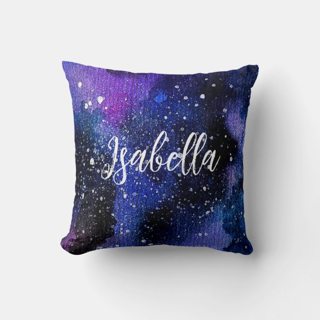 Coussin Aquarelle violet Univers (Recto)