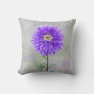 Coussin Aquarelle violette dahlia