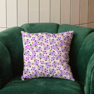 Coussin Aquarelle violette Jardin Floral Jeu d'Oreiller