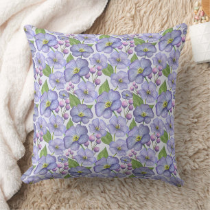 Coussin Aquarelle violettes violettes et motif floral
