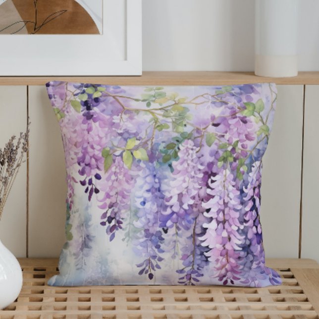 Coussin Aquarelle Wisteria Whispers (Créateur téléchargé)