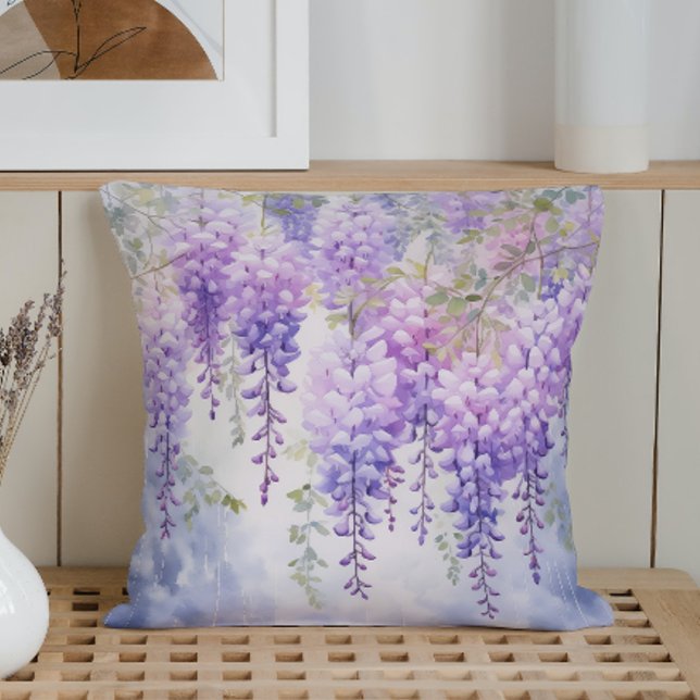 Coussin Aquarelle Wisteria Whispers (Créateur téléchargé)
