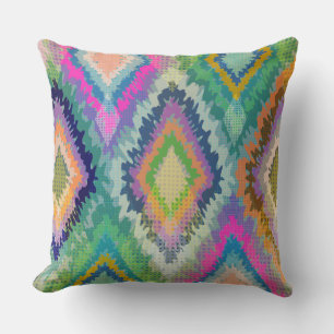 Coussin Aquarelles couleur Ikat Tribal Motif géométrique