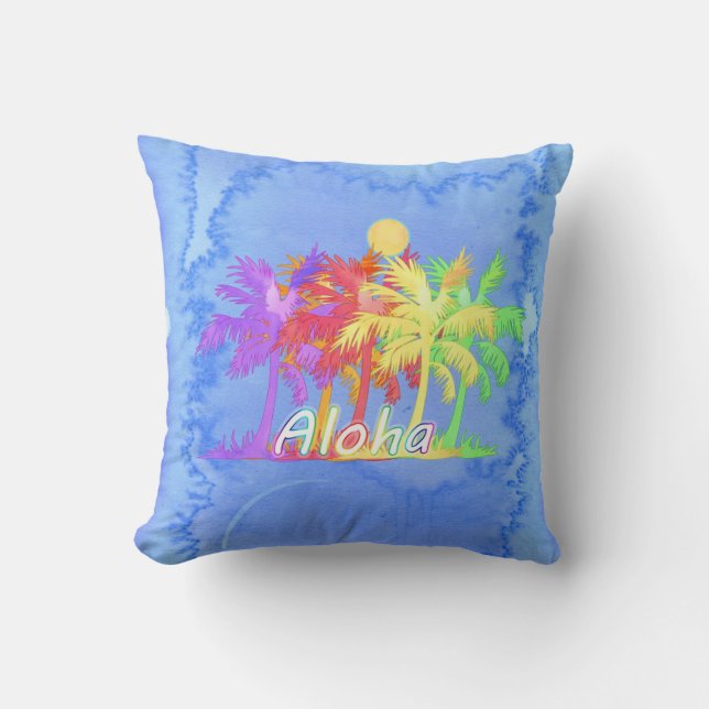 Coussin Aquarelles de palmier de Hawaiin Aloha (Recto)