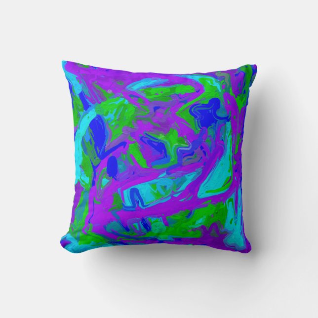 Coussin Aquarelles Peacock Abstraites (Recto)