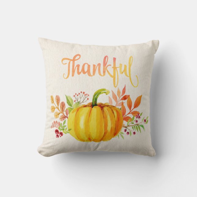 Coussin Aquarelles "reconnaissantes" de thanksgiving (Recto)