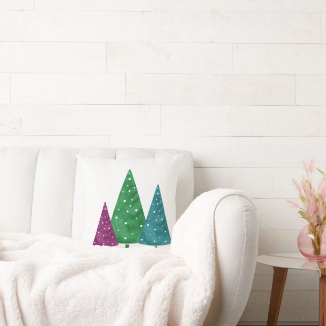 Coussin Aquarelles Turquoises Magenta vertes (Canapé)