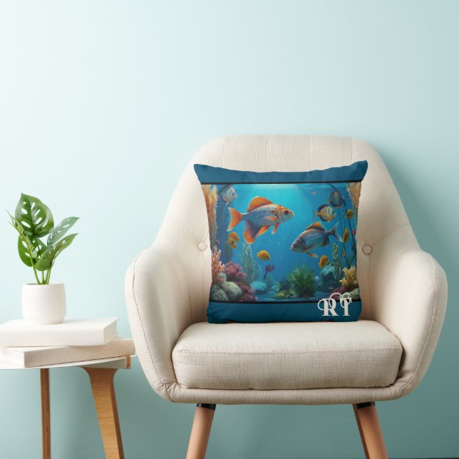Coussin Aquarium aquarium moderne Monogramme (Chaise)