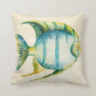 Coussin Aquarium bleu et jaune Poisson