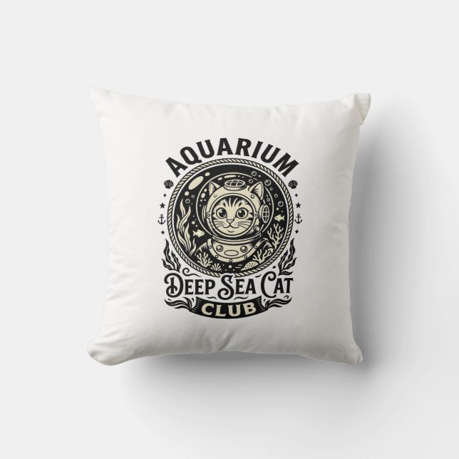 Coussin Aquarium Chat de mer profond Graphique de chat drô (Recto)