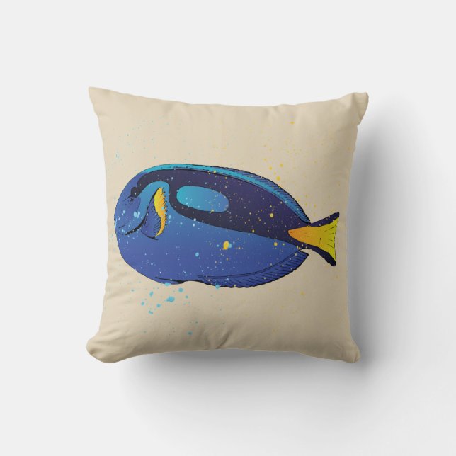 Coussin Aquarium Tropical Blue Tang Fish Print (Recto)