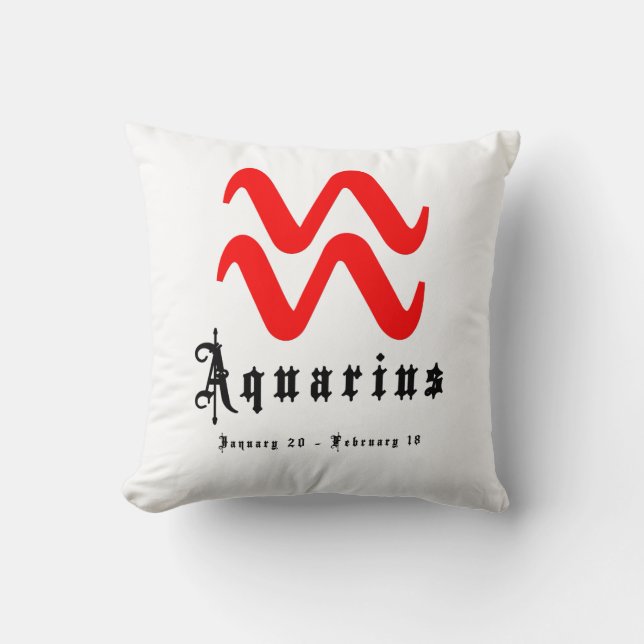 Coussin Aquarius, Horoscope, zodiaque, astrologie (Recto)