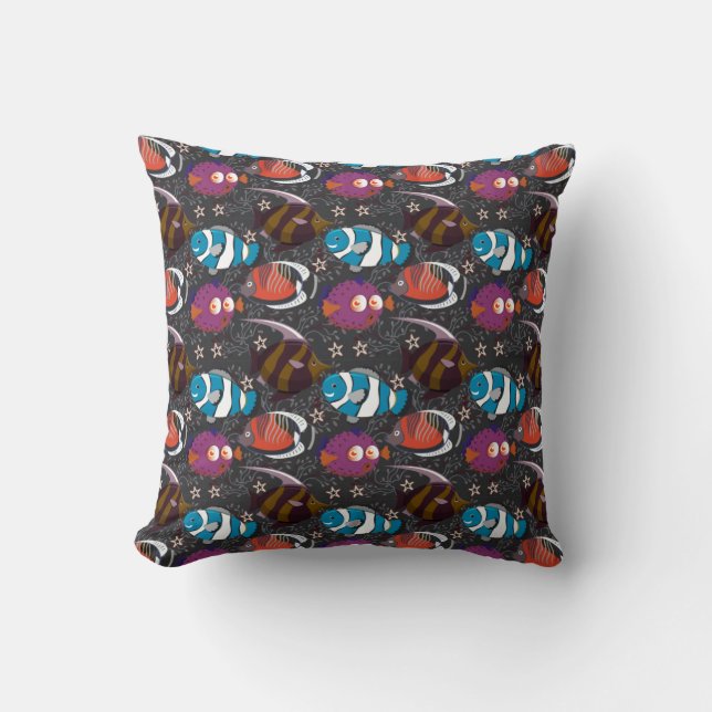 Coussin Aquatic animals pattern | ocean underwater life 43 (Recto)