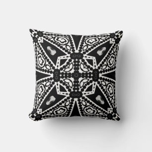 Coussin Aquina : Noir & Blanc Moderne Cuisine Tribale