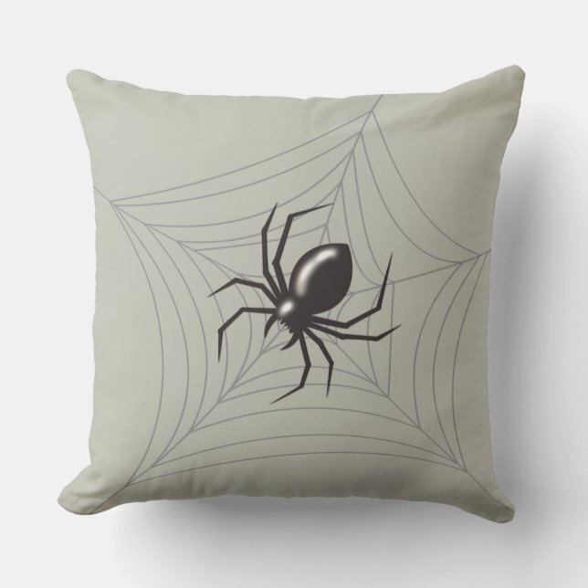 Coussin Araignée d'Halloween géante dans son bg gris Web (Recto)