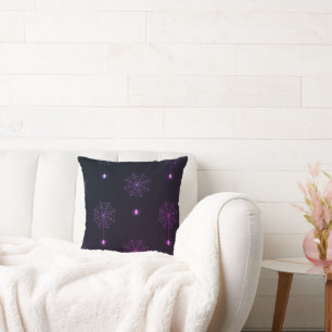 Coussin Araignées violettes et toiles d'araignées Hallowee