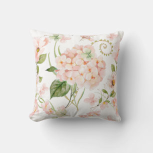 Coussin Arangement floral d'hydrangée rose de printemps