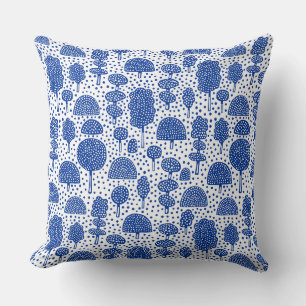 Coussin Arboretum 230715 - Bleu de marine sur blanc